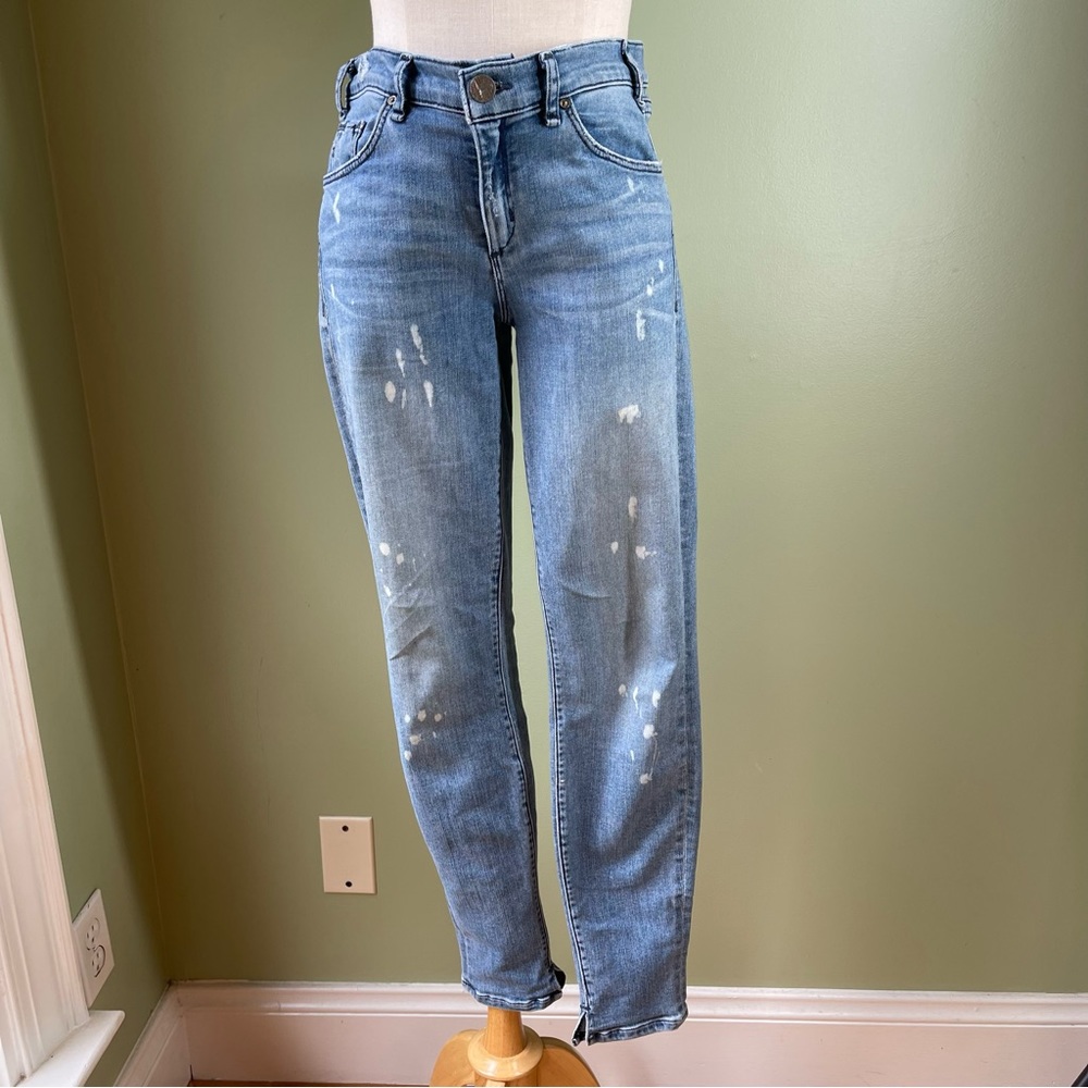 McGuire x Anthropologie White Paint Distressed Stretch Blue Denim Jeans- Size 27